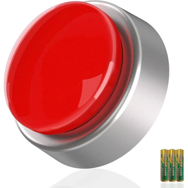 Talking Alarm Clock with Voice Announcement for Time, Date, and Day, Large Button for the Blind, Elderly, and Visually Impaired, Red Silver