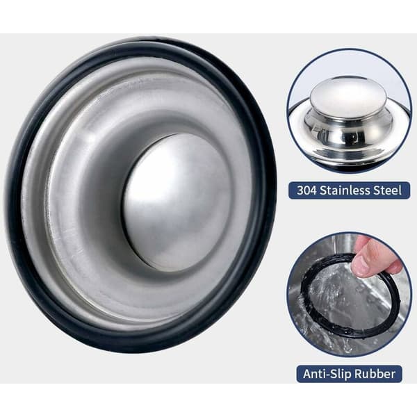 Stainless Steel Sink Stoppers, Kitchen Sink Stopper, Large Wide Rim 3.35\" (85mm) Diameter (3-Pack)