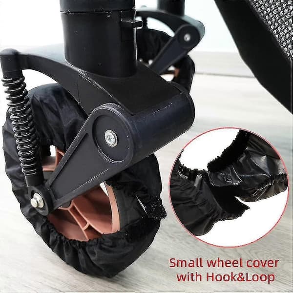 Stroller Wheel Covers, 4 Pcs Oxford Cloth Baby Stroller Dust Cover Foot Cover Wheel Protector Stroller Accessories, Black