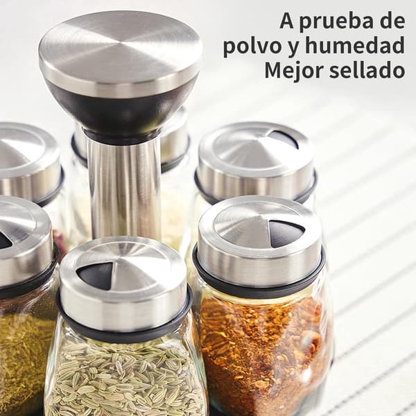 Spice Organizer | 360° Rotatable | With 6 Spice Jars | Glass Jars | 6 Spice Jars on Stand |