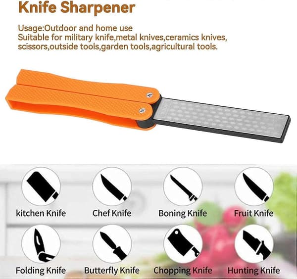 Knife Sharpener, 400/600 Grit Foldable Pocket Diamond Stone Double-Sided Diamond Stone for Sharpening Kitchen Utensils, Garden, Outdoor Camping -