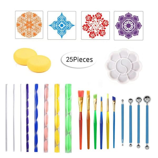 25 stk Mandala Dotting Verktøysett Mandala Stencilsett KLB