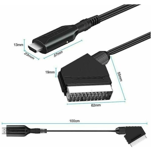 Scart til HDMI Konverter Audio Video Adapter til HDTV/DVD/Set-Top Box/PS3/PAL/NTSC Starlight - RWVoltage Converter..DEBUNS