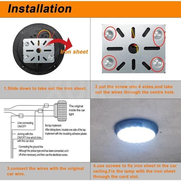 RV-interiørbelysning, 12V LED-kuppelloftslampe, campingvognsinteriørbelysning med ON/OFF-kontakt, 46 LED-interiørlæselampe