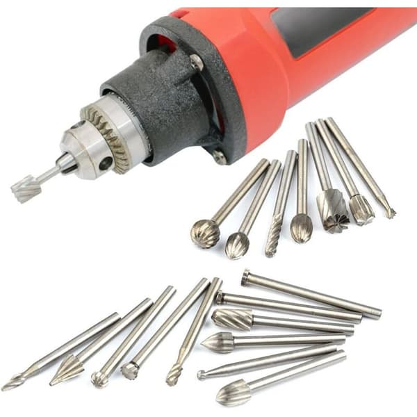 20-pakke Roterende Bor Sett Wolframkarbid Bor, 1/8'' (3mm) Skaft Dremel Bor for DIY Trearbeid, Kutting, Gravering, Boring