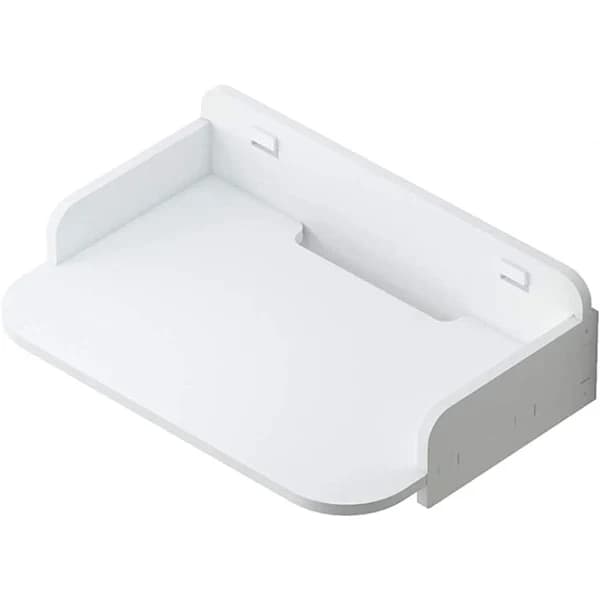Wall-mounted projector shelf with cable hole, matte white storage shelf for living room 24 x 19 cm