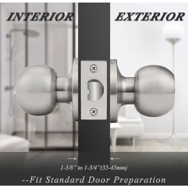 – Stainless Steel Round Privacy Lockset, Keyless Interior Door Knobs for Bedroom, Satin Nickel