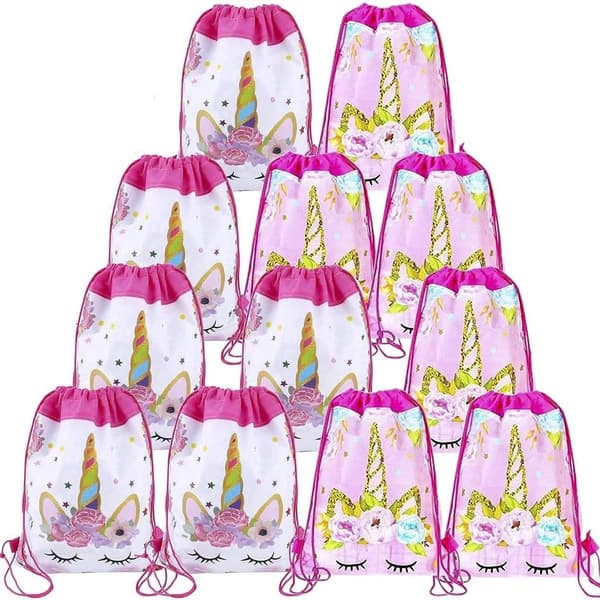 12-pack Unicorn Shaped Drawstring Gift Bags, 2 Styles Party Supplies Gift Bag KLB