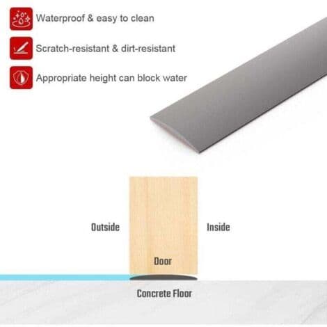Self-adhesive Threshold Strip 2M x 4CM – Durable Grey PVC – Easy Screw-less Installation – For Transitions Between Wooden Floors