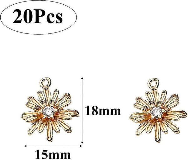 20 stk Acsergery Gift Legering Emalje Blomstercharms Diamantcharms Tusindfryd Blomst