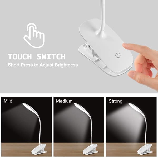 Barnas skrivebordslampe, USB-oppladbar klemme-på leselampe med