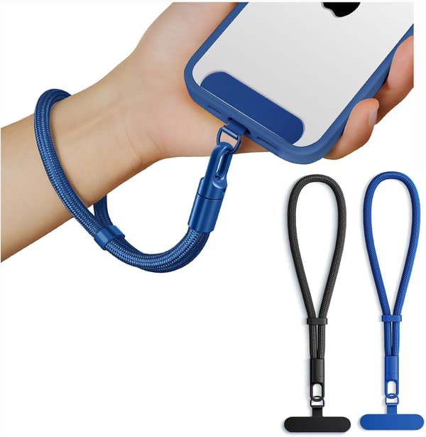 Phone Strap, 2-pack, Wrist Strap with Attachments for Smartphones (Black, Blue)