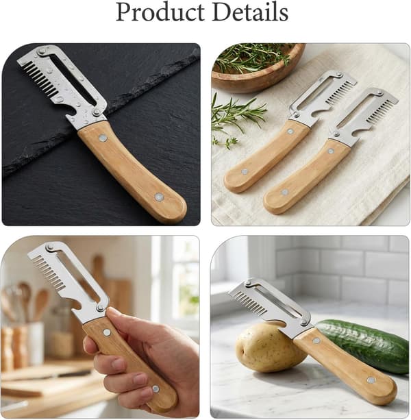 2 stk multifunktionel grøntsagsskræller, skærer til forårsløg, flaskeåbner