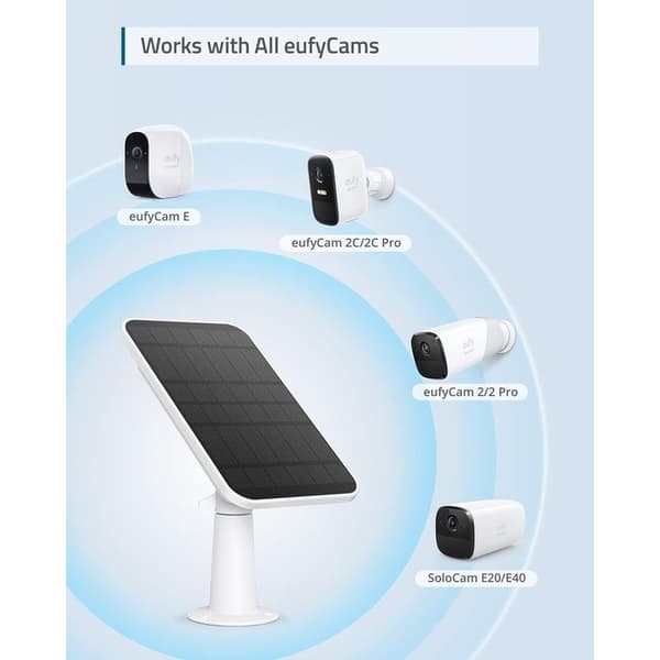 Ineasicer-certified solar panel, compatible with eufyCam camera, continuous charging, 2.6W solar panel, IP65 weatherproof