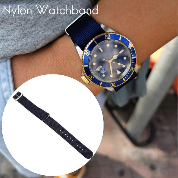 18 mm nylonarmbånd med snøre, urrem, mørkeblå