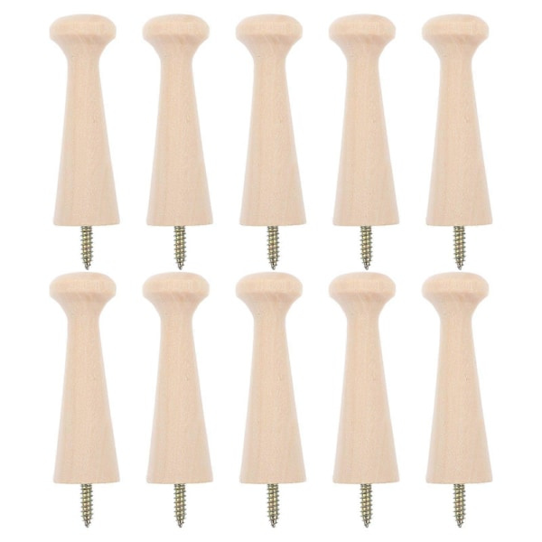 10 Pcs Screw-in Shaker Knobs Wooden Knobs for Hanging Wall Knobs Wooden Hook Knob Board