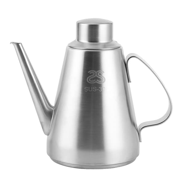 Oliebeholder i rustfrit stål til husholdningskøkken med håndtag og låg, 18 oz (ca. 460 ml)