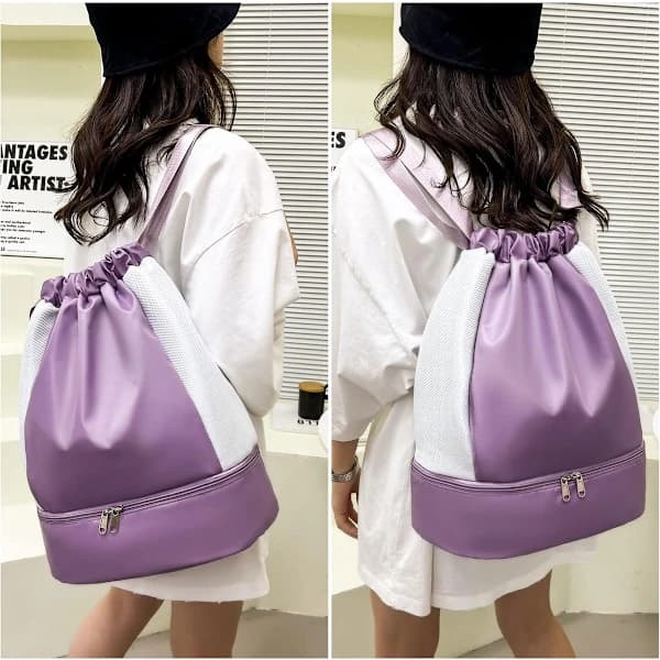 Drawstring Bag - Sports Drawstring Bag - Waterproof Backpack - Purple