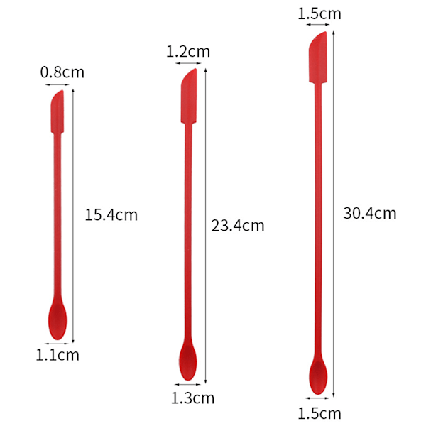 Sett med sausskraper 3-delt matlagingsspatel-3-delt sett-rød