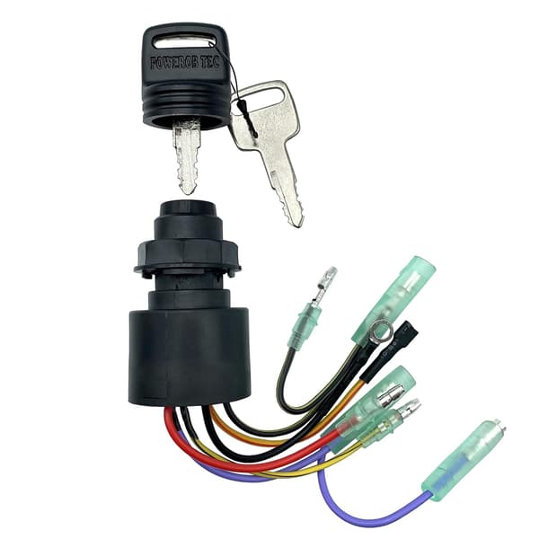 Boat Ignition Switch with 2 Keys, 3-Position 6-Wire Replacement for Mercury and Mariner Outboard Control Boxes, 87-17009A2 and 87-17009A5