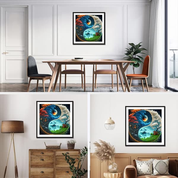 Färgglatt Livets Träd Diamantmålning Yin-Yang 30x30cm