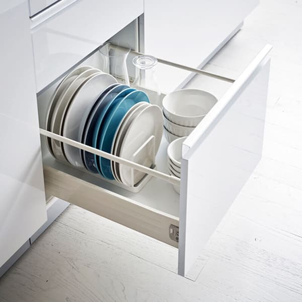 Plate Organizer, Dish Rack, Plate Rack, Plate Shelf Organizer, Cutting Board Storage for Kitchen Counter Cabinet (White, 2 Pieces)