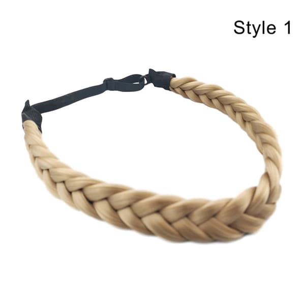 Syntetisk hårflettet pannebånd Klassiske brede fletter Elastisk stretch hårstykke for kvinner jenter