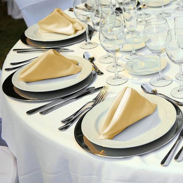 24 stk sateng firkantede servietter bordserveringsservietter myke bordserveringsservietter for romantisk festmiddagsdekorasjon gull