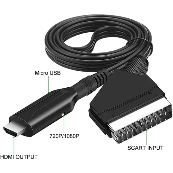 SCART til HDMI-omformer, alt-i-ett SCART til HDMI-adapter, 1080P