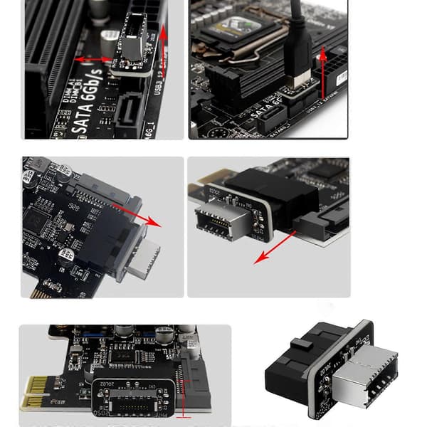 Højkvalitets USB-frontpaneladapter - Type-E hun til USB 3.0 19 PIN hanadapter intern lodret header-splitter