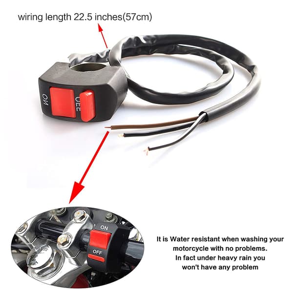 Universal Motorcycle ON OFF Button Switch Handlebar Fog Light Switch DC 12V LED Headlight