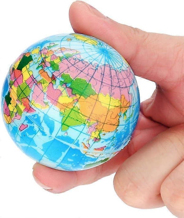 Globe Squeeze Balls, 60 mm Sponge Solid Soft Ball Map Ball Foam Vent Ball Earth Stress Relief Foam Balls for School Bag Gift (5 Pcs)