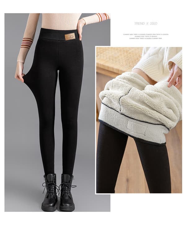 Fodrade vinterleggings med hög midja, fleecetights