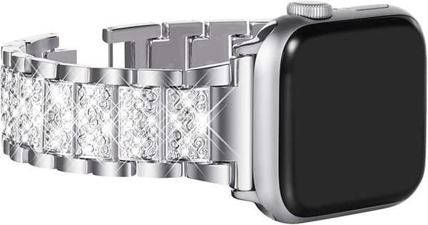 Glitrende sølvrem kompatibel med Apple Watch-rem 42mm 44