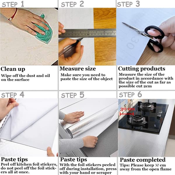 Self-Adhesive Aluminum Foil Paper for Kitchen, Cabinets, Drawers