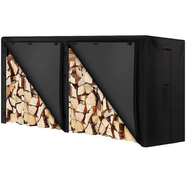 8ft Waterproof Log Rack Cover Weatherproof Outdoor Heavy Duty 600d Oxford Fabric Black Log Stack Cover
