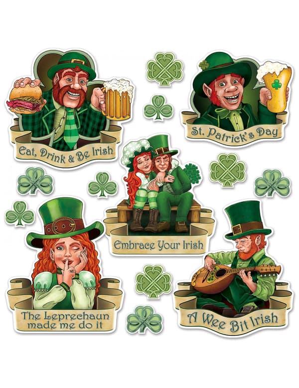 St. Patricks Dag Papfigurer 8 til 37 cm