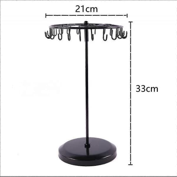 Roterende halskædeholder smykkeorganisator displaystativ 33 cm - sort
