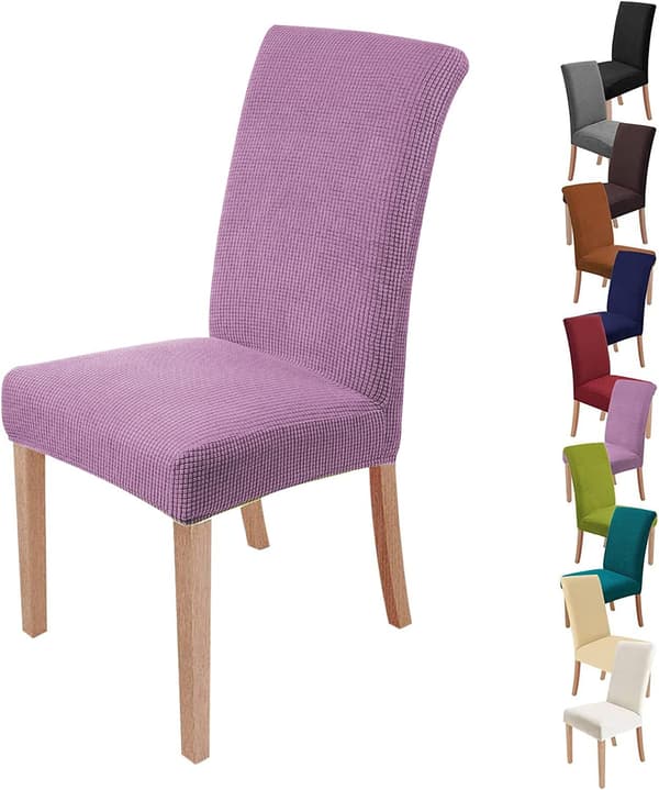 4 stk stolbeskyttere (lilla), elastiske moderne spisestoltrekk