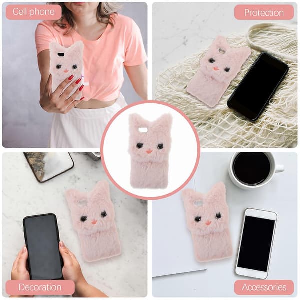 Plys Kat Telefoncover Fluffy Telefonbeskyttelse Kompatibel med iPhone 7/8/SE