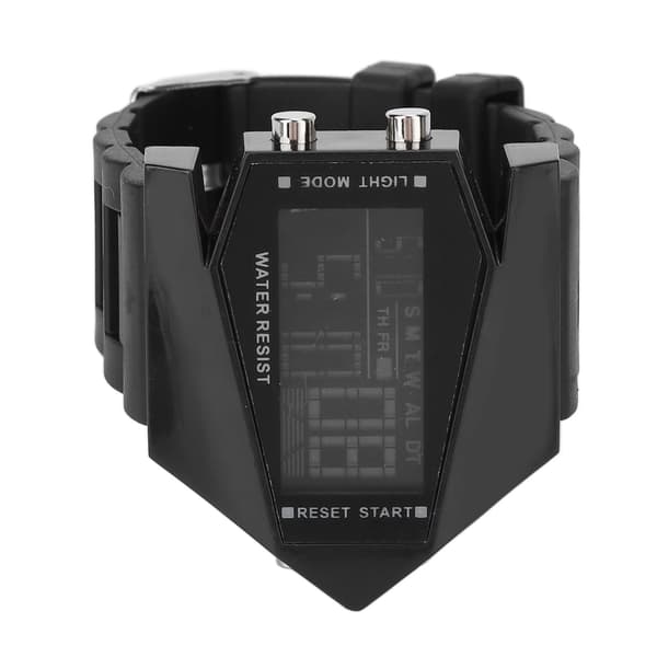 Sport Electronic Watch Date Display Alarm Function Airplane Style Waterproof LED Electronic Watch for Boys Black
