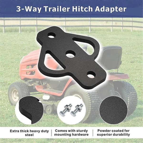 3-Way Trailer Hitch Adapter for Lawn Mowers, Three-Way ATV Hitch Accessory for Golf