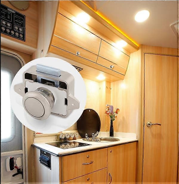 Trykknap Skabslåge til Autocamper Campingvogn (Brun Guld) 12 12