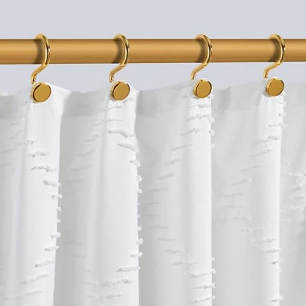 Set med 4 Guldfärgade Duschdraperikrokar, Rostfria Duschdraperiringar för Badrum, Metallduschkrokar för Duschdraperistång, Modern Dekorativ Dusch C
