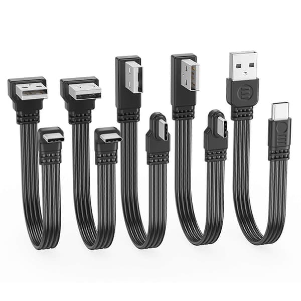 Høyhastighets USB til USB C datakabel 2A hurtiglading 480 Mbps synkronisering albue-/rette kontakter fleksibel ladekabel 10cm USB A til Type C A 10cm USB A to Type C A