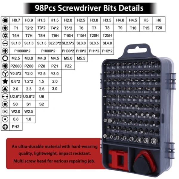 115-in-1 Magnetic Precision Screwdriver Bit Set for Computer and Phone Repair, Blue Blue