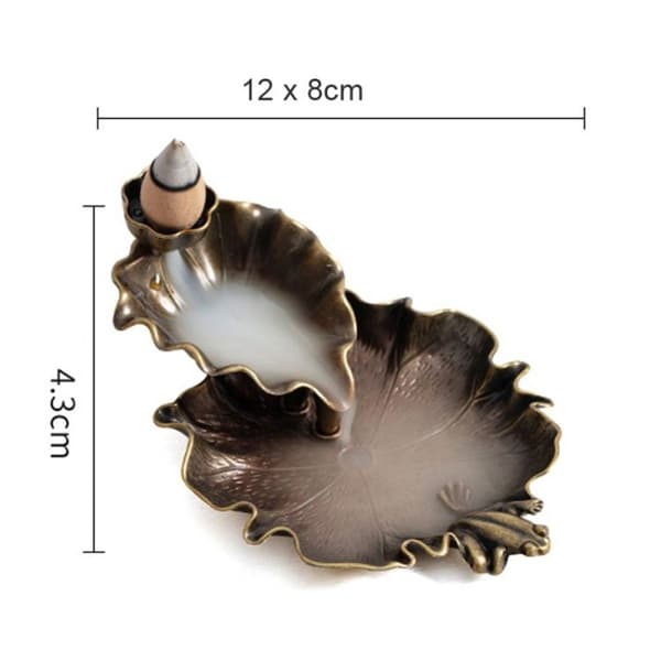 Alloy Lotus Leaf Backflow Incense Burner Antique Indoor Incense Burner (Bronze)