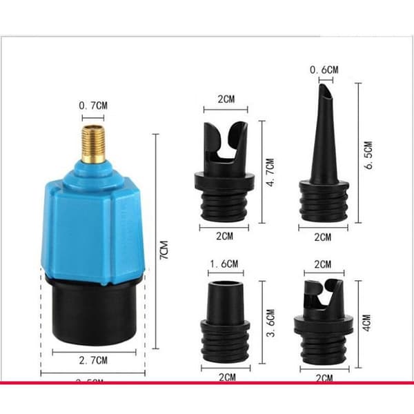 4 munstycken SUP pumpadapter luftpumpkonverterare, båtluftventiladapterkit, uppblåsbara pumpadaptrar för kajak, stand up paddleboard, uppblåsbar säng