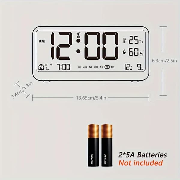 Multifunctional Digital Clock LED Adjustable Brightness Temperature and Humidity Display Dual Mode Alarm Clock G3440A