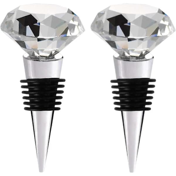 Wine Stoppers with Gift Box, Decorative Crystal Glass Wine Corks for Bottles Keep Wine Fresh 2-Pack